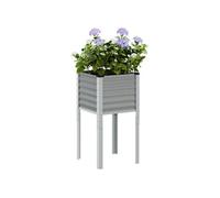 vidaXL Jardinière Gris 45x45x88 cm Acier, jardinière d'extérieur, bac à Fleurs, bac à tomates, jardinière de terrasse, bac à Pommes de Terre
