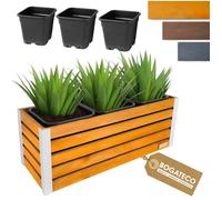 Jardinière haute - BOGATECO - 37x100x36 cm - Bois - Insert 18 L - Anthracite