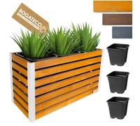 Jardinière haute en bois - BOGATECO - 57x100x36 cm - Insert 18 L - Anthracite et naturel - Carré