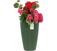 Jardinière haute insert carré H 60cm vert rainures élégant