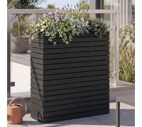 Jardinière HWC-L21, bac à fleurs surélevé, pot de fleurs, rectangulaire 77 x 63 x 23 cm, pour l'extérieur, en bois d'acacia ® ~ noir