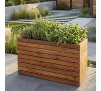 Jardinière HWC-L21, bac à plantes Pot de fleur Lit surélevé, anguleux 41x63x23cm Outdoor Acacia bois FSC®-, brun