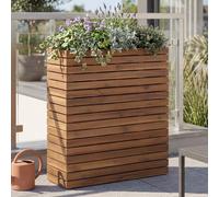 Jardinière Hwc-L21, Jardinière Sur Pied, Pot De Fleurs, Rectangulaire 77 X 63 X 23 Cm, Pour L'extérieur, En Bois D'acacia, Certifié Mvg Brun Clair