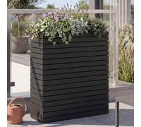 Jardinière Hwc-L21, Jardinière Sur Pied, Pot De Fleurs, Rectangulaire 77 X 63 X 23 Cm, Pour L'extérieur, En Bois D'acacia, Certifié Mvg Noir
