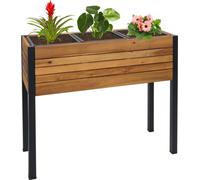 Mendler Jardinière HWC-L22 – bac à fleurs surélevé 75x81x30 cm Alu, bois d'acacia FSC® – brun