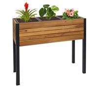 Jardinière HWC-L22, bac à fleurs surélevé, 75x81x30cm Outdoor Alu Acacia bois FSC®-, brun
