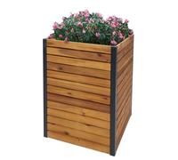 Jardinière Hwc-L23, Jardinière Surélevée, Outdoor Bois D'acacia Certifié Mvg Aluminium 60x42x42cm Brun Marron