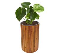 Jardinière Hwc-L24, Bac À Fleurs, Rond 50x34cm Outdoor Bois D'acacia Fsc-Certifié, Brun Marron