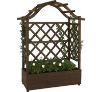 Jardinière HWC-P66, Jardinière/Jardinière à fleurs Grille de treillis Treillis bois 138x110x44cm ~ brun