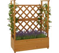 Jardinière HWC-P67, Jardinière/Jardinière à fleurs Grille pour plantes grimpantes Treillis bois 114x85x44cm ~ naturel