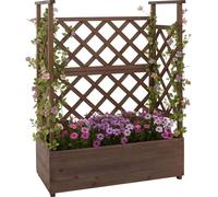 Jardinière HWC-P67, Jardinière/Jardinière à fleurs Grille pour plantes grimpantes Treillis bois 114x85x44cm ~ brun