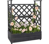 Jardinière HWC-P67, Jardinière/Jardinière Grille de treillis Treillis Bois 114x85x44cm ~ gris anthracite