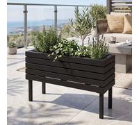 Jardinière Hwc-P84, Jardinière D'extérieur En Acier « Acacia » 36 X 62 X 22 Cm, Certifiée Mvg Noir