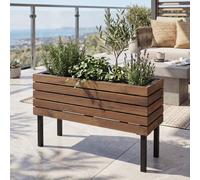 Jardinière HWC-P84, jardinière d'extérieur en acier « Acacia » 36 x 62 x 22 cm, ® ~ marron