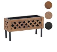 Jardinière HWC-P86, bac à fleurs, pour l'intérieur et l'extérieur, en bois d'acacia ®, 35 x 64 x 24 cm ~ brun clair