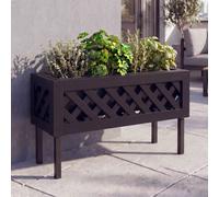 Jardinière HWC-P86, bac à fleurs, pour l'intérieur et l'extérieur, en bois d'acacia ®, 35 x 64 x 24 cm ~ noir