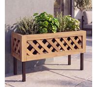 Jardinière HWC-P86, bac à fleurs, pour l'intérieur et l'extérieur, en bois d'acacia ®, 35 x 64 x 24 cm ~ brun clair