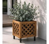 Jardinière HWC-P86, bac à fleurs, pour l'intérieur et l'extérieur, en bois d'acacia MVG, 42 x 34 x 34 cm ~ marron