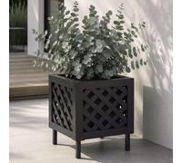 Jardinière Hwc-P86, Bac À Fleurs, Pour L'intérieur Et L'extérieur, En Bois D'acacia Certifié Mvg, 42 X 34 X 34 Cm Noir
