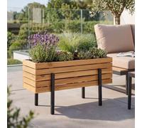 Jardinière Hwc-P88, Bac À Fleurs, Pour L'intérieur Et L'extérieur, En Bois D'acacia Certifié Mvg, 35 X 62 X 22 Cm Brun Clair