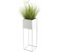 Jardinière, jardinière sur pied, moderne, métal, loft, blanc 70 cm