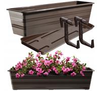Jardinière KADAX avec dessous de plat et 2 poignées, marron, 60 cm