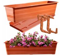 Jardinière KADAX avec dessous de plat et 2 poignées, terre cuite, 60 cm