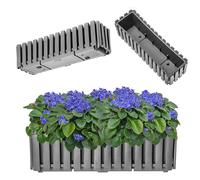 KADAX Jardinière de Balcon - 60 cm Pot de Fleurs à Aspect Lattes, jardinière avec Bouchon en Caoutchouc, Gris