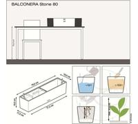 Jardinière LECHUZA BALCONERA Stone 80 ALL-IN-ONE, Beige, Balcon