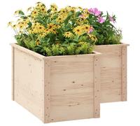 Jardinière - lit surélevé de jardin - Outsunny - en forme de L - fond ouvert - en bois - 120 x 120 x 62 cm - bois naturel