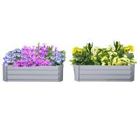 Jardinière, lot de 2, jardinière à fond ouvert, structure en acier, gris, (2 x) 100 x 100 x 30 cm