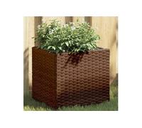 vidaXL Jardinière Marron 36x30x32 cm résine tressée, jardinière d'extérieur, bac à Fleurs, bac à tomates, jardinière de terrasse