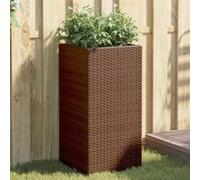 vidaXL Bac à plantes en poly rotin 40x40x80 cm Brun