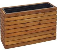 Jardinière MCW-L21, bac à fleurs, pot de fleurs, jardinière surélevée, carrée 41 x 63 x 23 cm, pour l'extérieur, en bois d'acacia, e MVG ~ marron