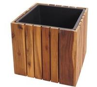 Jardinière MENDLER HWC-L24 carrée 32x32x32cm Outdoor bois d'acacia certifié MVG, brun G