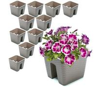 Jardinière - Mokka - 10x Pot De Fleurs - 27.2 Cm - 8.5 L - Plastique Imitation Rotin Multicolore