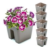 Jardinière - Mokka - 5x Pot De Fleurs - 27.2 Cm - 8.5 L - Imitation Rotin Multicolore