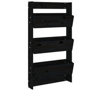 Jardinière murale 3 niveaux 60x18,5x110 cm noir bois pin massif