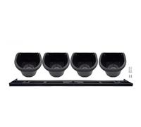Jardinière murale - Kit mural composé d’un support mural et de 4 pots (1 L) - Noir - Dim H 15 x L 60 cm - NATURE
