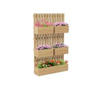 Jardinière murale potager avec 5 bacs amovibles ajustables - dim. 60L x 16l x 100H cm - bois sapin verni