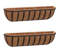 vidaXL Paniers à plantes muraux 2 pcs Insert en coco noir 76x21x16 cm Acier
