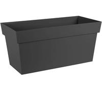Jardinière Muret EDA Toscane, 74 L, 79 x 35 x H.39 cm, Gris Anthracite, Avec Roulettes, Réserve d'eau