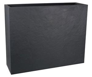 Jardinière Muret Loft L EDA Volcania, 46 L, 78,5 x 29,5 x 60 cm, Gris Anthracite, Décor Pierre, Intérieur/Extérieur