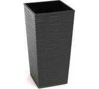 Jardinière NIZZA GROOVE, anthracite aspect cannelé, 35 x 35 x 68 cm Vase en plastique avec insert