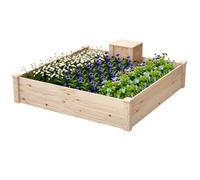 Jardinière - Outsunny - avec bac à compost - design à fond ouvert - pour légumes fleurs - en bois - 123 x 123 x 25,5 cm bois naturel