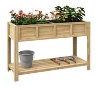Outsunny Jardinière sur Pieds - potager avec séparateur amovible, étagère, Inserts d'irrigation, Feutre de Drainage Inclus - Dim. 115L x 46l x 75H cm - Bois Massif Sapin
