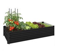Jardinière - Outsunny - rectangulaire - en acier galvanisé - avec bordure de sécurité et fond ouvert - 150 x 70 x 30 cm - gris foncé