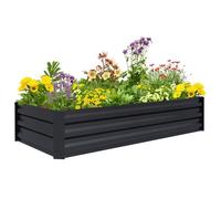 Outsunny Jardinière rectangulaire Potager de Jardin bac à Fleurs en Acier avec Bordure de sécurité et Fond Ouvert dim. 150L x 70l x 30H cm Noir