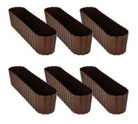 Jardinière ovale pour balcon et terrasse, marron rustique, 60 cm, lot de 6