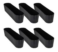Jardinière - Ovale 60 cm - Plastique - Anthracite rustique - Lot de 6 pour balcon/terrasse